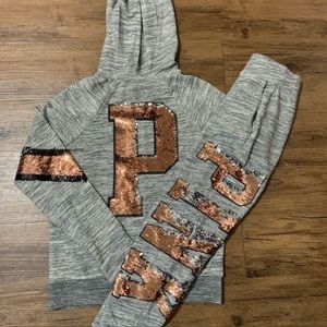 vs pink bling grey with gold like new zip up jacket